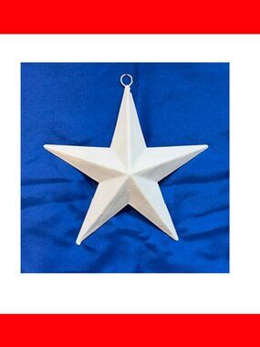 One (1) White Painted Tin Star with Hanging Loop 6 3/4" by 6 3/4" One (1)16006B